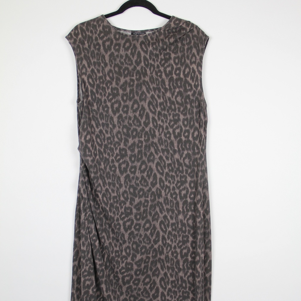 TOPSHOP LEOPARD PRINT MIDI DRESS SIZE 12